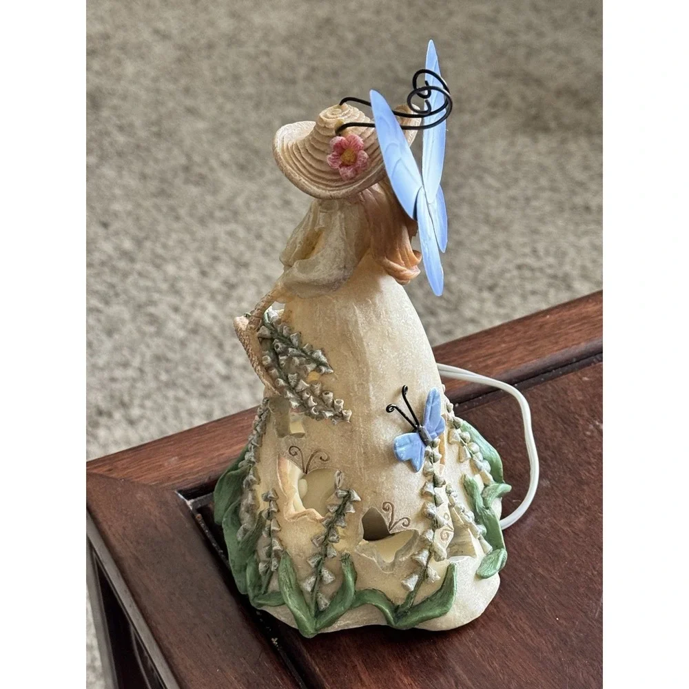Vintage Ceramic Garden Fairy Butterfly Floral Table Desk Lamp Night‎ Light